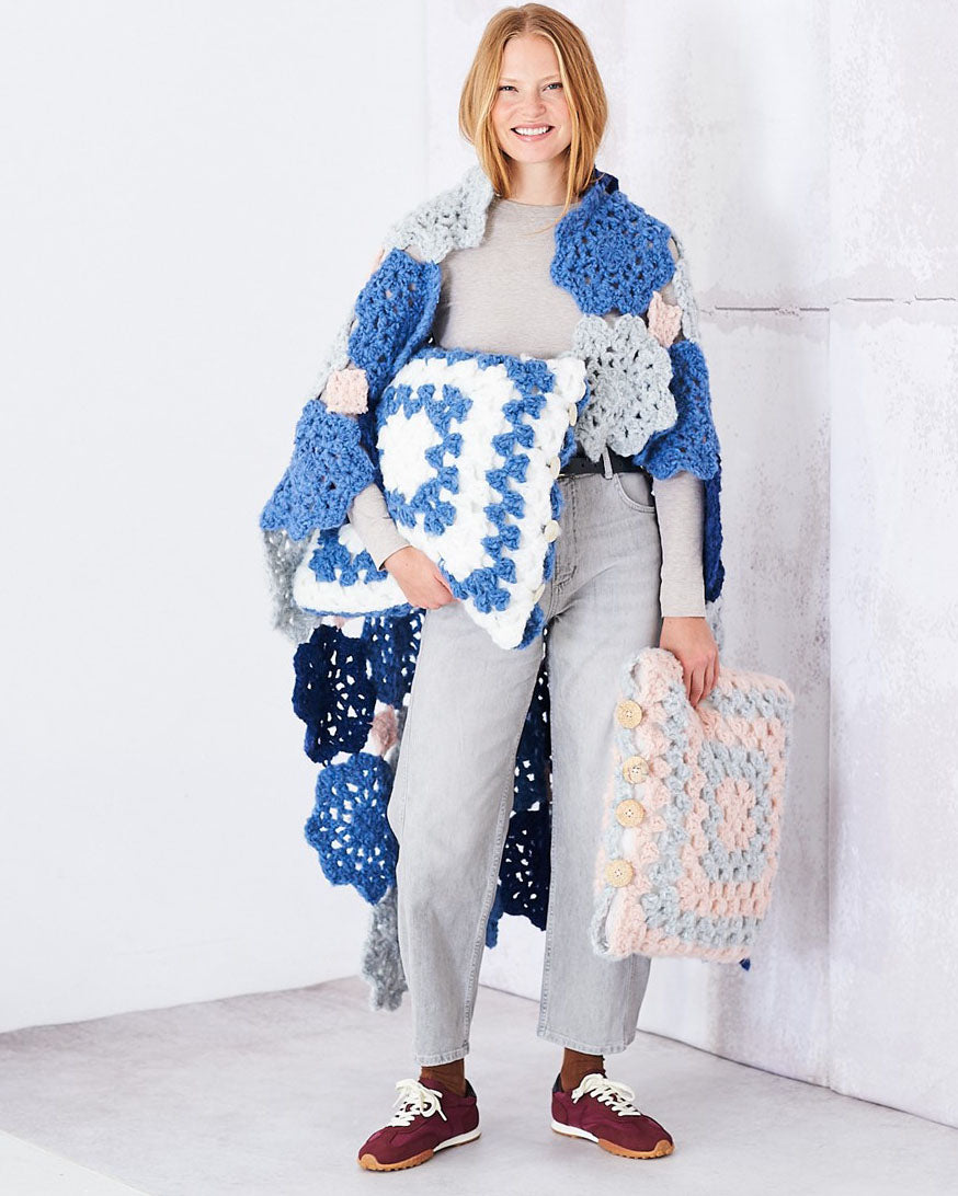 Crochet Blanket and Cushion in Cloudlike Pattern - 10257
